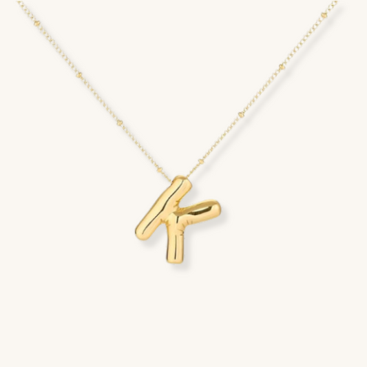Bubble Letter Initial Necklace