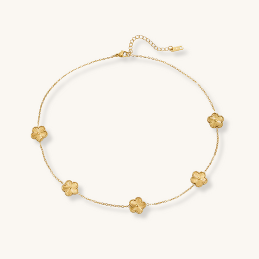Golden Clover Cluster Necklace