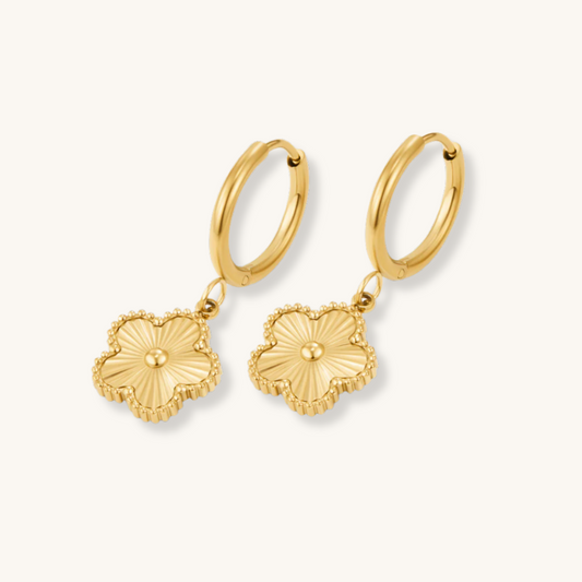 Golden Clover Hoop Earrings