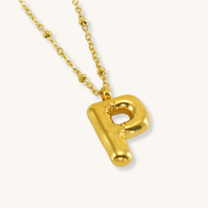 Bubble Letter Initial Necklace