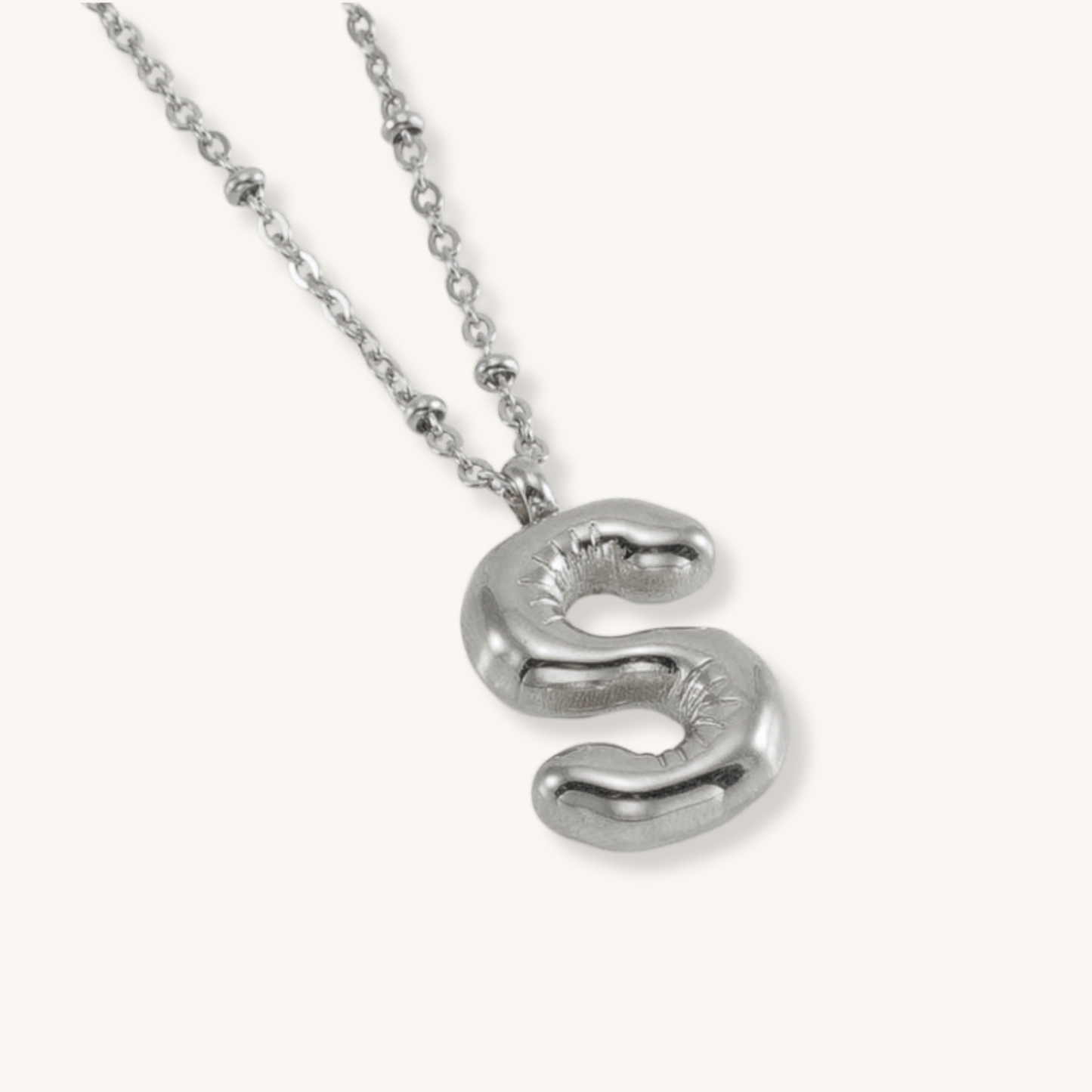 Bubble Letter Initial Necklace
