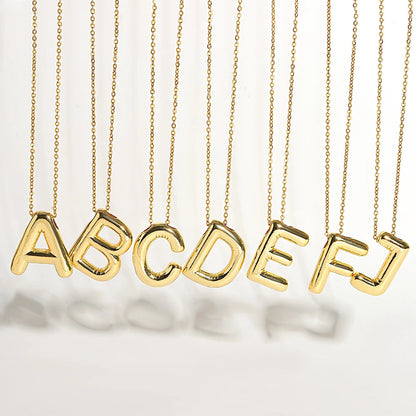 Bubble Letter Initial Necklace