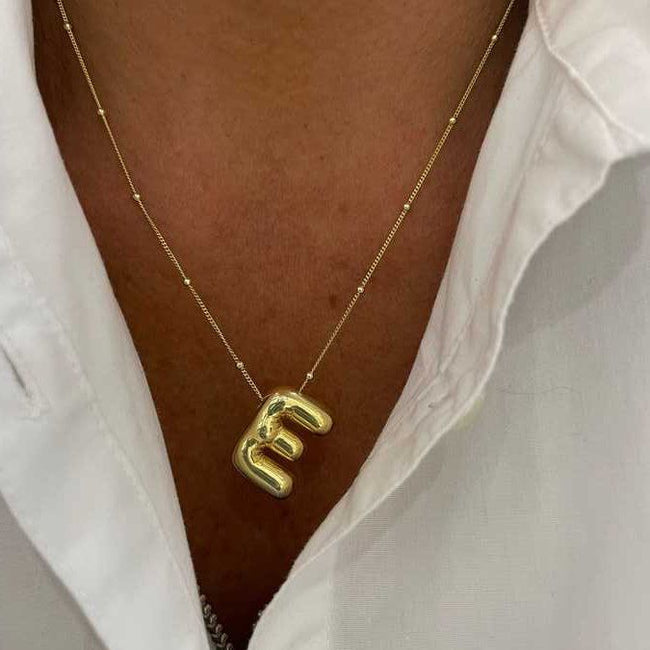 Bubble Letter Initial Necklace